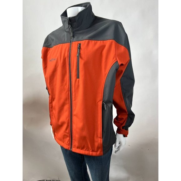 Free Tech Mens Softshell Jacket Orange Black Color Block Pockets Full Zip L - Picture 8 of 11
